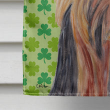 Load image into Gallery viewer, Yorkie St. Patrick's Day Shamrock Portrait Flag Canvas House Size