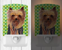 Load image into Gallery viewer, Yorkie St. Patrick's Day Shamrock Portrait Ceramic Night Light SC9285CNL