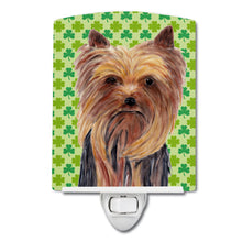 Load image into Gallery viewer, Yorkie St. Patrick's Day Shamrock Portrait Ceramic Night Light SC9285CNL