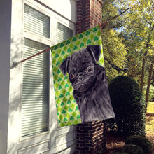 Load image into Gallery viewer, Pug Black St. Patrick's Day Shamrock Portrait Flag Canvas House Size