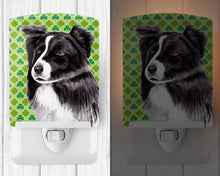 Load image into Gallery viewer, Border Collie St. Patrick's Day Shamrock Portrait Ceramic Night Light SC9287CNL