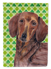 Load image into Gallery viewer, Dachshund St. Patrick's Day Shamrock Portrait Flag Canvas House Size