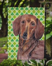 Load image into Gallery viewer, Dachshund St. Patrick's Day Shamrock Portrait Garden Flag – Decorative Outdoor Yard Flag