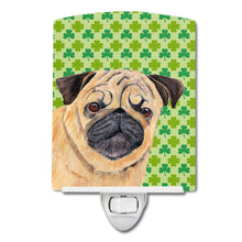 Load image into Gallery viewer, Pug St. Patrick's Day Shamrock Portrait Ceramic Night Light SC9291CNL
