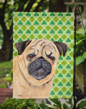 Load image into Gallery viewer, Pug St. Patrick's Day Shamrock Portrait Garden Flag – Decorative Outdoor Yard Flag