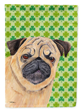 Load image into Gallery viewer, Pug St. Patrick's Day Shamrock Portrait Garden Flag – Decorative Outdoor Yard Flag