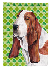 Load image into Gallery viewer, Basset Hound St. Patrick's Day Shamrock Portrait Garden Flag – Decorative Outdoor Yard Flag