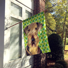 Load image into Gallery viewer, Airedale St. Patrick's Day Shamrock Portrait Flag Canvas House Size