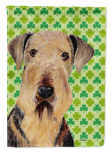 Load image into Gallery viewer, Airedale St. Patrick's Day Shamrock Portrait Flag Canvas House Size