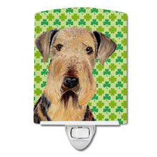 Load image into Gallery viewer, Airedale St. Patrick's Day Shamrock Portrait Ceramic Night Light SC9293CNL