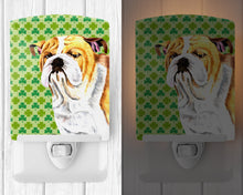 Load image into Gallery viewer, Bulldog English St. Patrick's Day Shamrock Portrait Ceramic Night Light SC9294CNL