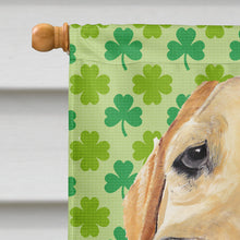 Load image into Gallery viewer, Labrador Yellow St. Patrick's Day Shamrock Flag Canvas House Size