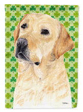 Load image into Gallery viewer, Labrador Yellow St. Patrick's Day Shamrock Portrait Garden Flag – Decorative Outdoor Yard Flag