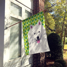 Load image into Gallery viewer, American Eskimo St. Patrick's Day Shamrock Portrait Flag Canvas House Size