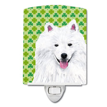Load image into Gallery viewer, American Eskimo St. Patrick's Day Shamrock Portrait Ceramic Night Light SC9299CNL