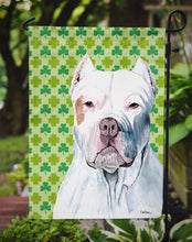Load image into Gallery viewer, Pit Bull St. Patrick's Day Shamrock Portrait Garden Flag – Decorative Outdoor Yard Flag