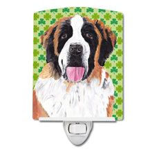 Load image into Gallery viewer, Saint Bernard St. Patrick's Day Shamrock Portrait Ceramic Night Light SC9302CNL