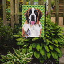 Load image into Gallery viewer, Saint Bernard St. Patrick's Day Shamrock Portrait Garden Flag – Decorative Outdoor Yard Flag