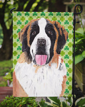 Load image into Gallery viewer, Saint Bernard St. Patrick's Day Shamrock Portrait Garden Flag – Decorative Outdoor Yard Flag