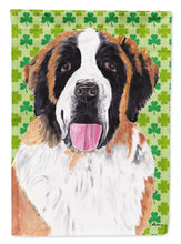 Load image into Gallery viewer, Saint Bernard St. Patrick's Day Shamrock Portrait Garden Flag – Decorative Outdoor Yard Flag