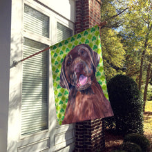 Load image into Gallery viewer, Labrador Chocolate St. Patrick's Day Shamrock Flag Canvas House Size