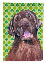 Load image into Gallery viewer, Labrador Chocolate St. Patrick's Day Shamrock Flag Canvas House Size