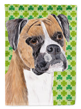 Load image into Gallery viewer, Boxer St. Patrick's Day Shamrock Portrait Flag Canvas House Size