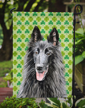 Load image into Gallery viewer, Belgian Sheepdog St. Patrick's Day Shamrock Portrait Garden Flag – Decorative Outdoor Yard Flag
