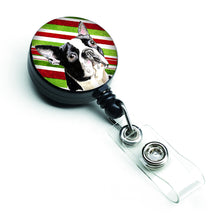 Load image into Gallery viewer, Boston Terrier Candy Cane Holiday Christmas Retractable Badge Reel SC9320BR