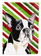 Load image into Gallery viewer, Boston Terrier Candy Cane Holiday Christmas Flag Canvas House Size