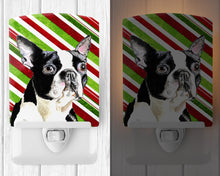 Load image into Gallery viewer, Boston Terrier Candy Cane Holiday Christmas Ceramic Night Light SC9320CNL