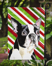 Load image into Gallery viewer, Boston Terrier Candy Cane Holiday Christmas Garden Flag – Decorative Outdoor Yard Flag