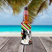Load image into Gallery viewer, Boston Terrier Candy Cane Holiday Christmas Slim Can Hugger – Fun &amp; Functional Drink Coolers SC9320MUK