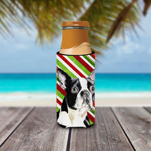 Load image into Gallery viewer, Boston Terrier Candy Cane Holiday Christmas Slim Can Hugger – Fun &amp; Functional Drink Coolers SC9320MUK
