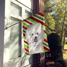 Load image into Gallery viewer, Bichon Frise Candy Cane Holiday Christmas Flag Canvas House Size