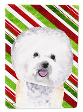 Load image into Gallery viewer, Bichon Frise Candy Cane Holiday Christmas Flag Canvas House Size