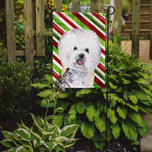 Load image into Gallery viewer, Bichon Frise Candy Cane Holiday Christmas Garden Flag – Decorative Outdoor Yard Flag