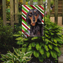 Load image into Gallery viewer, Dachshund Candy Cane Holiday Christmas Garden Flag – Decorative Outdoor Yard Flag