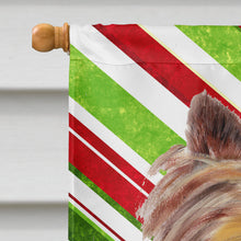 Load image into Gallery viewer, Yorkie Candy Cane Holiday Christmas Flag Canvas House Size