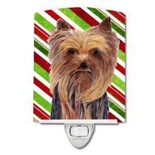 Load image into Gallery viewer, Yorkie Candy Cane Holiday Christmas Ceramic Night Light SC9325CNL