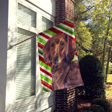 Load image into Gallery viewer, Dachshund Candy Cane Holiday Christmas Flag Canvas House Size