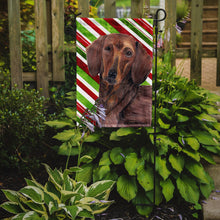 Load image into Gallery viewer, Dachshund Candy Cane Holiday Christmas Garden Flag – Decorative Outdoor Yard Flag