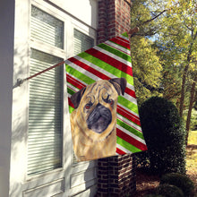 Load image into Gallery viewer, Pug Candy Cane Holiday Christmas Flag Canvas House Size