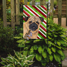Load image into Gallery viewer, Pug Candy Cane Holiday Christmas Garden Flag – Decorative Outdoor Yard Flag
