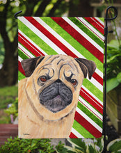 Load image into Gallery viewer, Pug Candy Cane Holiday Christmas Garden Flag – Decorative Outdoor Yard Flag