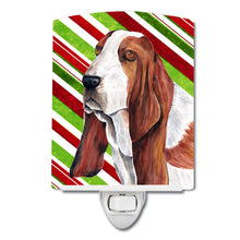 Load image into Gallery viewer, Basset Hound Candy Cane Holiday Christmas Ceramic Night Light SC9332CNL