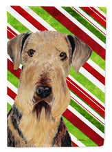 Load image into Gallery viewer, Airedale Candy Cane Holiday Christmas Flag Canvas House Size