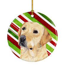 Load image into Gallery viewer, Labrador Candy Cane Holiday Christmas  Ornament - Round Ceramic Ornament – Artist-Designed Keepsake Decoration SC9336