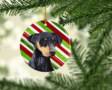 Load image into Gallery viewer, Doberman Candy Cane Holiday Christmas  Ornament - Round Ceramic Ornament – Artist-Designed Keepsake Decoration SC9337