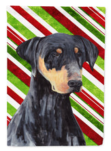 Load image into Gallery viewer, Doberman Candy Cane Holiday Christmas Garden Flag – Decorative Outdoor Yard Flag